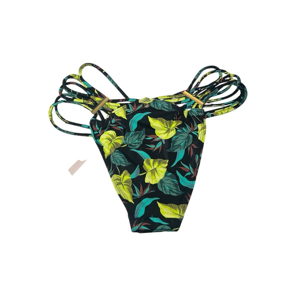 Victoria's Secret Large Swim Brazilian Leaves Black New - Picture 2 of 2